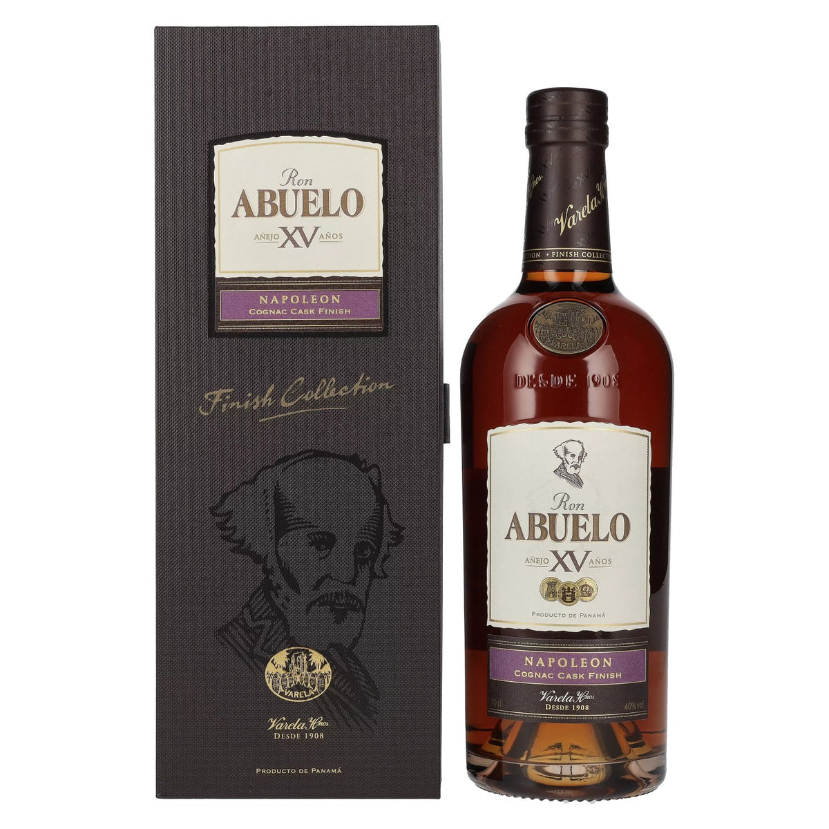 Ron Abuelo Añejo XV Años NAPOLEON Cognac Cask Finish 40% Vol. 0.7l in gift box