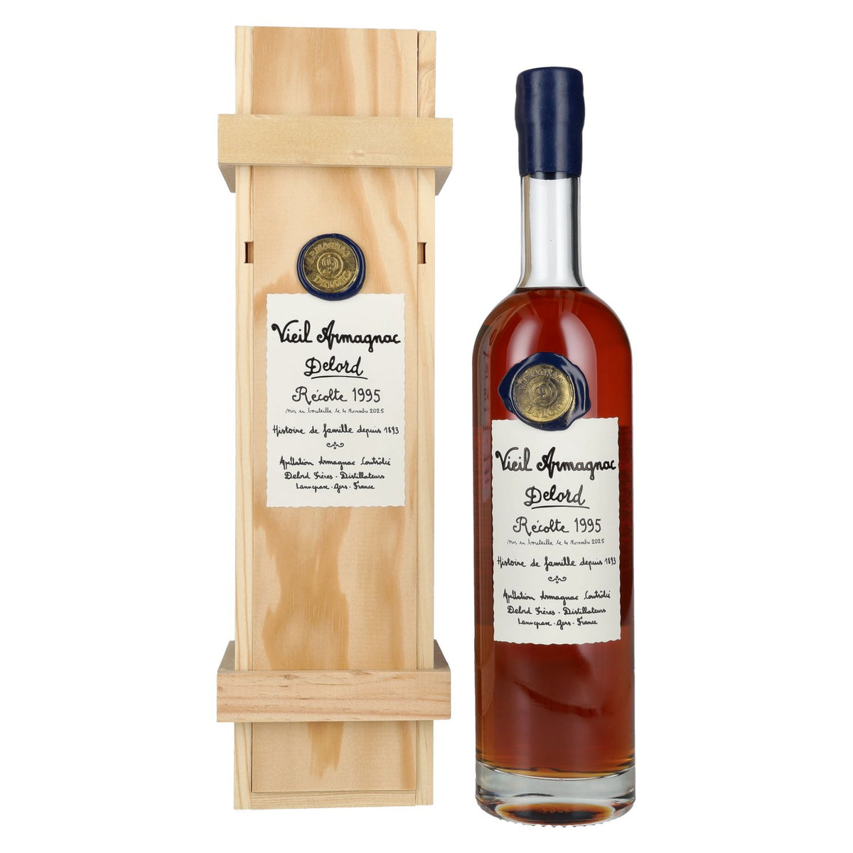 Old Armagnac Delord Vintage Récolte 1995 40% Vol. 0.7l in wooden box