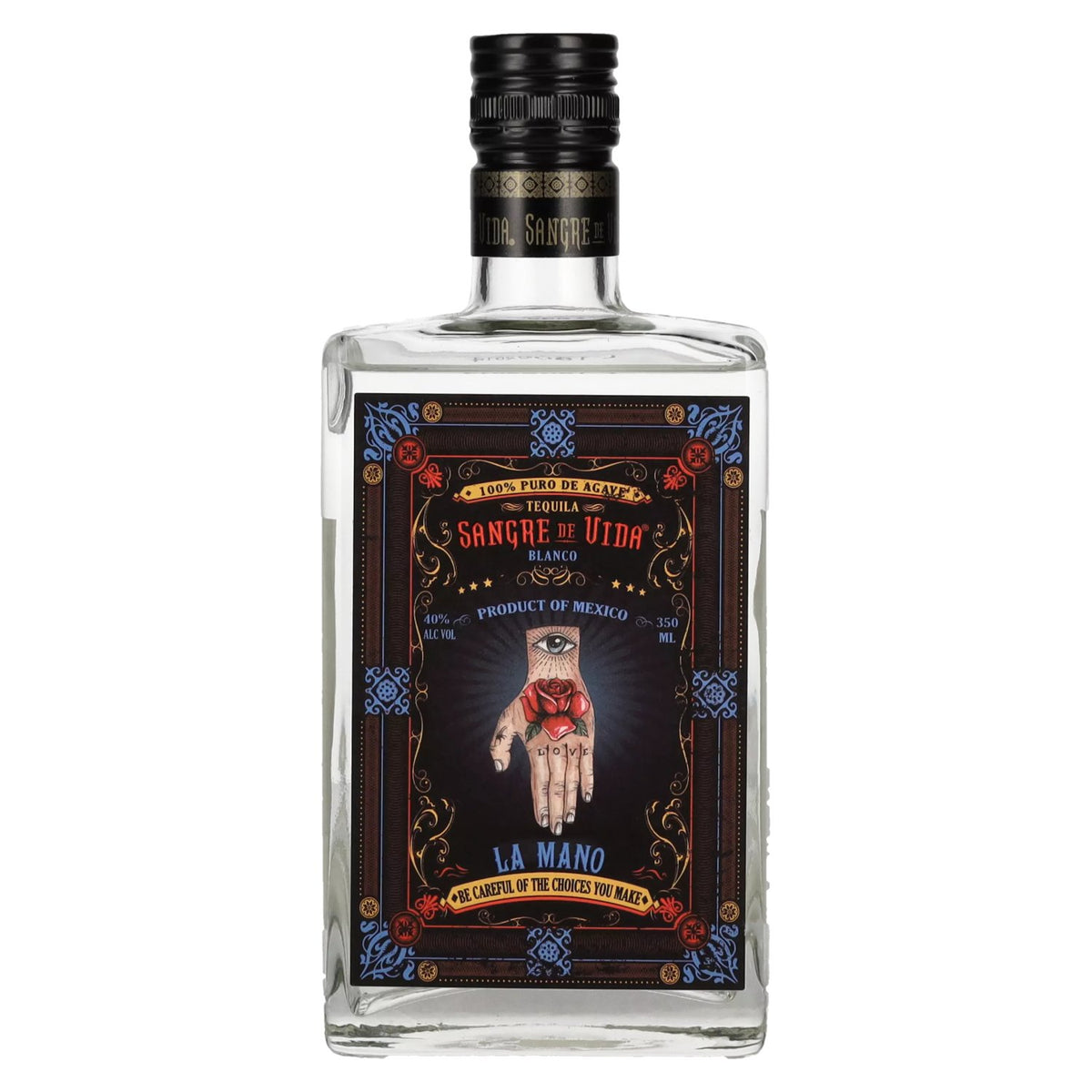 Sangre de Vida Loteria LA MANO Blanco Tequila 100% Agave 40% Vol. 0.35l