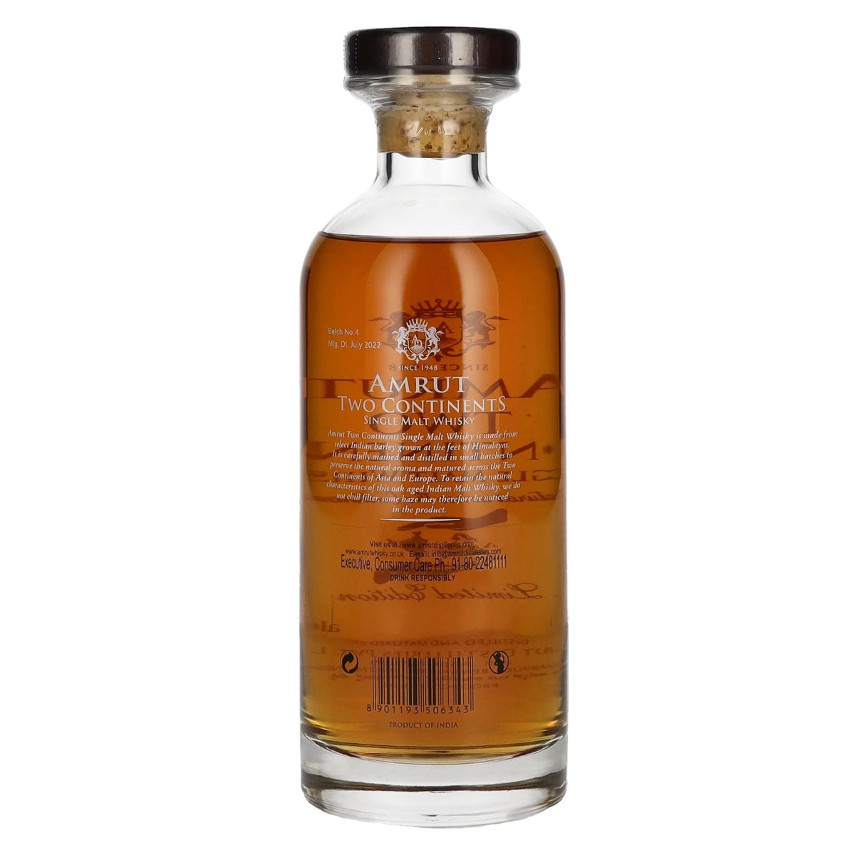 Amrut TWO CONTINENTS India Single Malt Whisky Batch No. 4 46% vol. 0.7 l