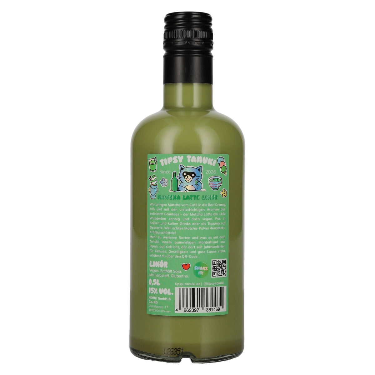 Tipsy Tanuki Matcha Latte Liqueur 15% ABV 0.5l