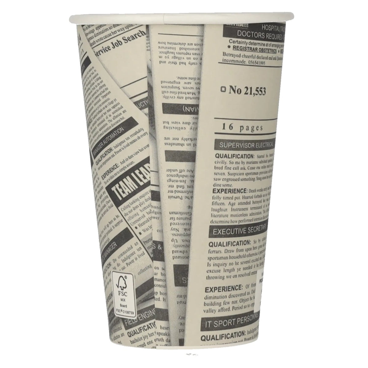 Coffee Cups To Go Newsprint Design 0.3l 50 pieces