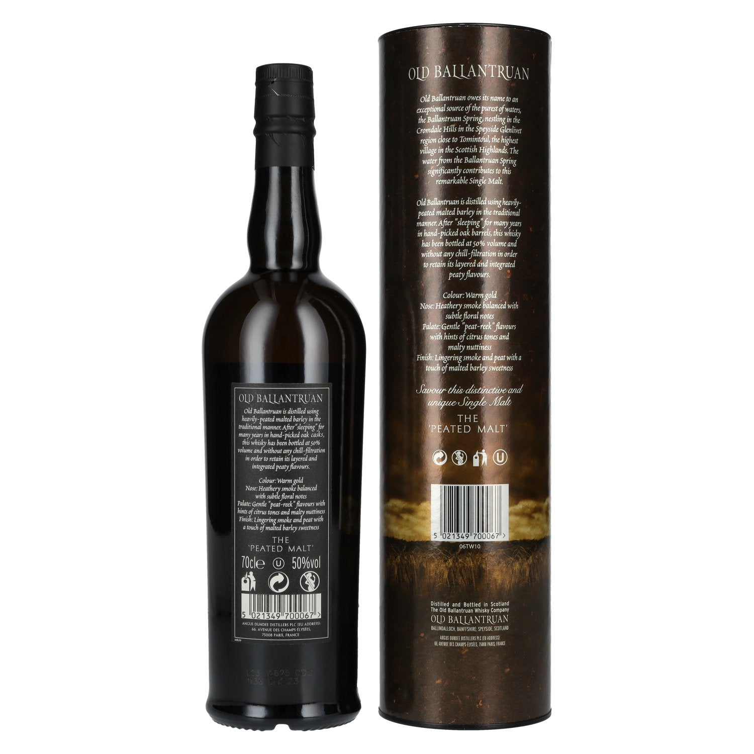 Old Ballantruan the PEATED MALT Unchillfiltered 50% Vol. 0.7l in gift box