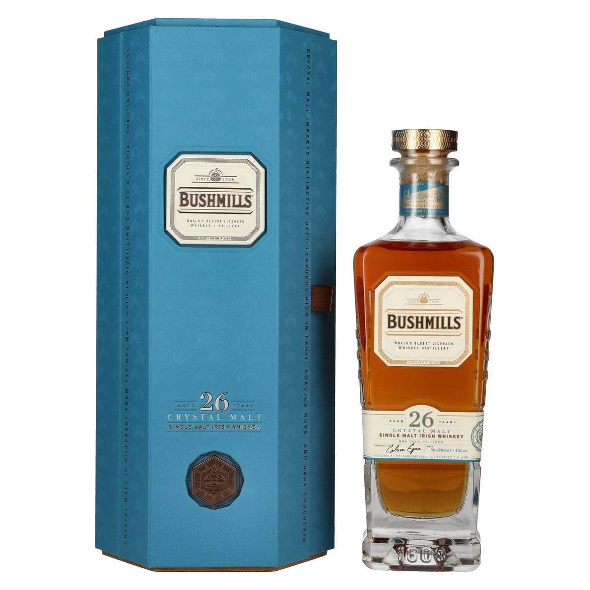 Bushmills 26 Years Old CRYSTAL MALT Single Malt Irish Whiskey 46% Vol. 0,7l in Geschenkbox