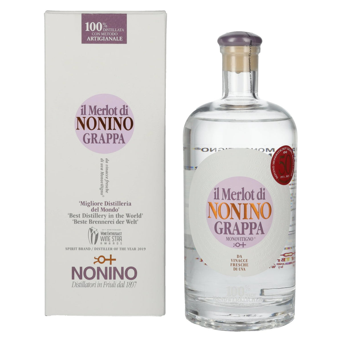 Nonino Grappa Monovitigno il Merlot 41% Vol. 0,7l in Geschenkbox