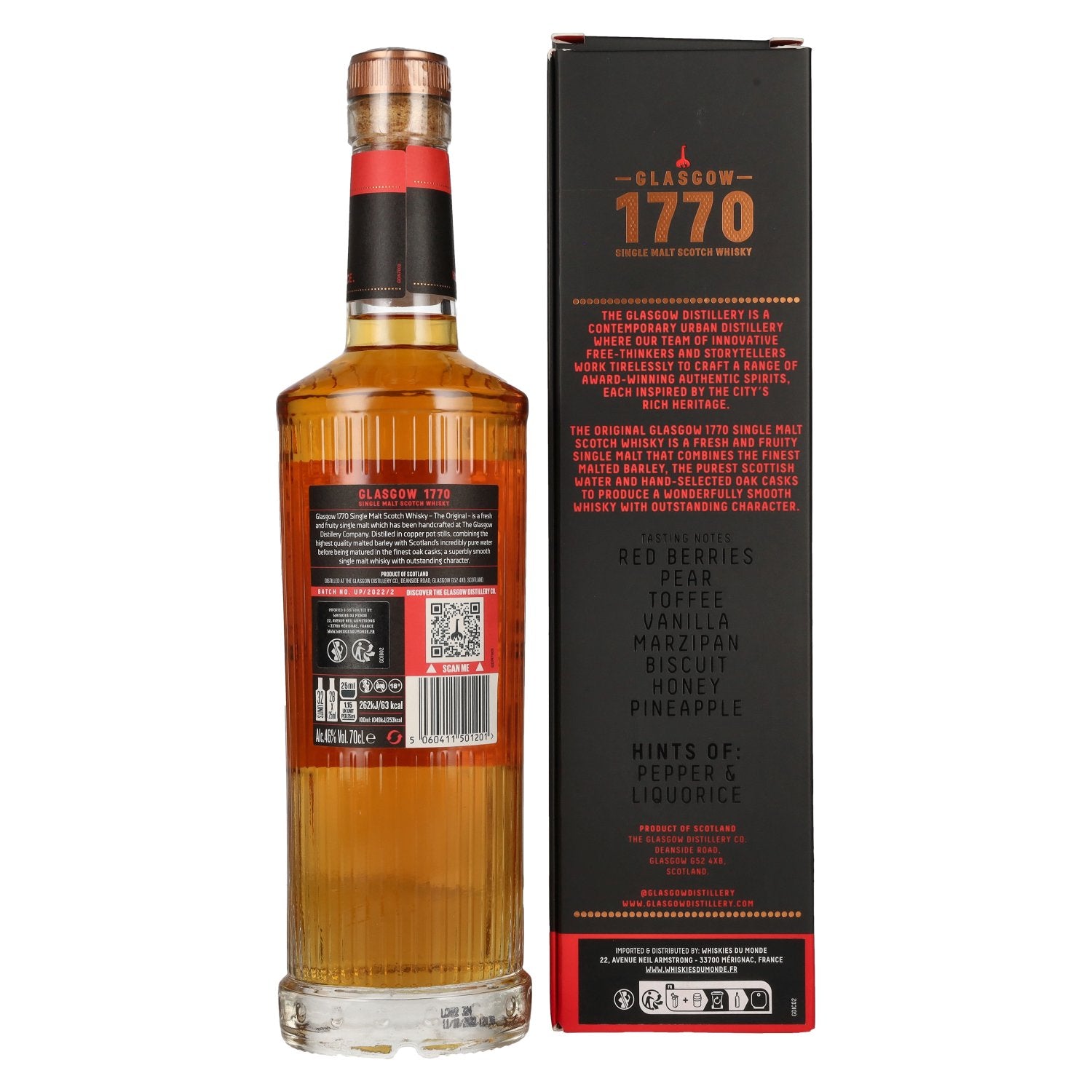 Glasgow 1770 THE ORIGINAL Single Malt Fresh & Fruity 46% Vol. 0.7l in Gift Box