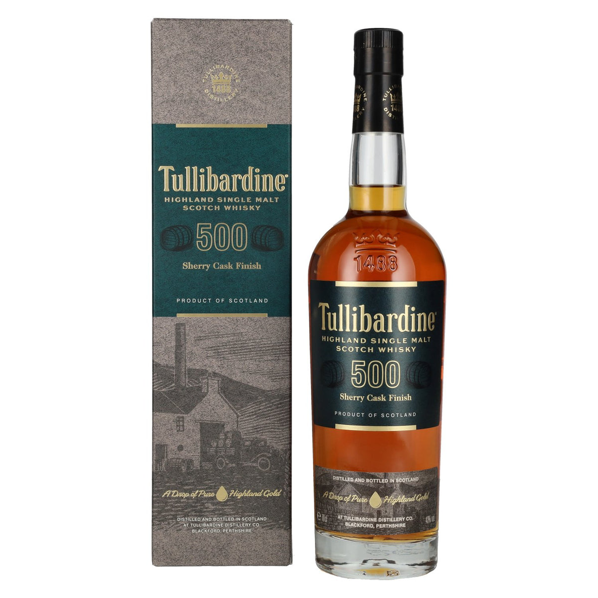 Tullibardine 500 Sherry Finish Highland Single Malt Scotch Whisky 43% Vol. 0.7L in gift box
