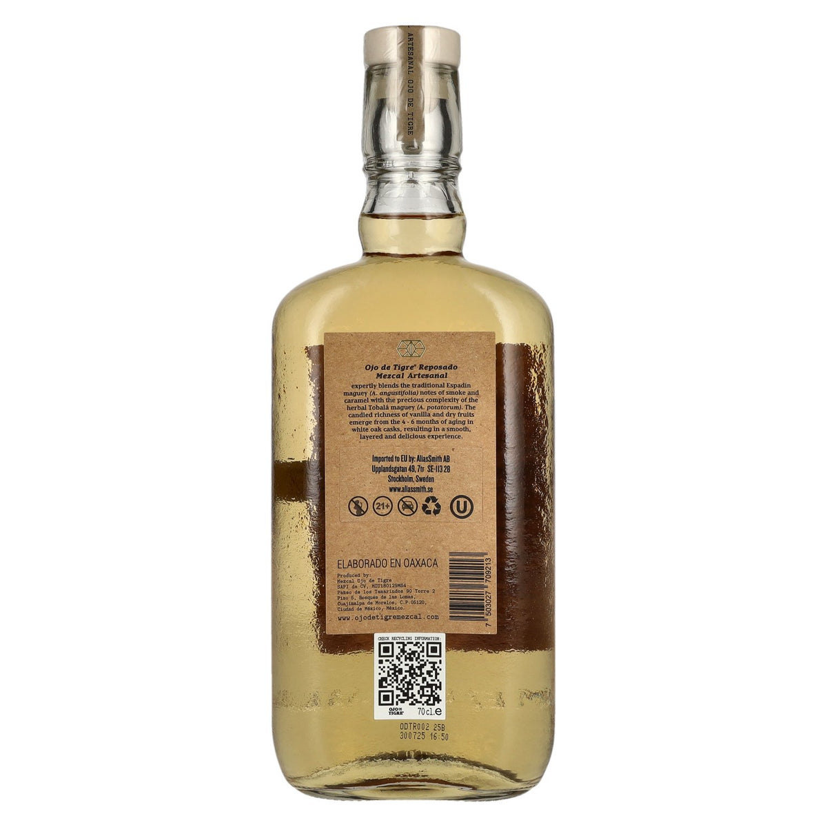 Ojo de Tigre Mezcal Artesanal Reposado 100% Agave 37% Vol. 0.7l