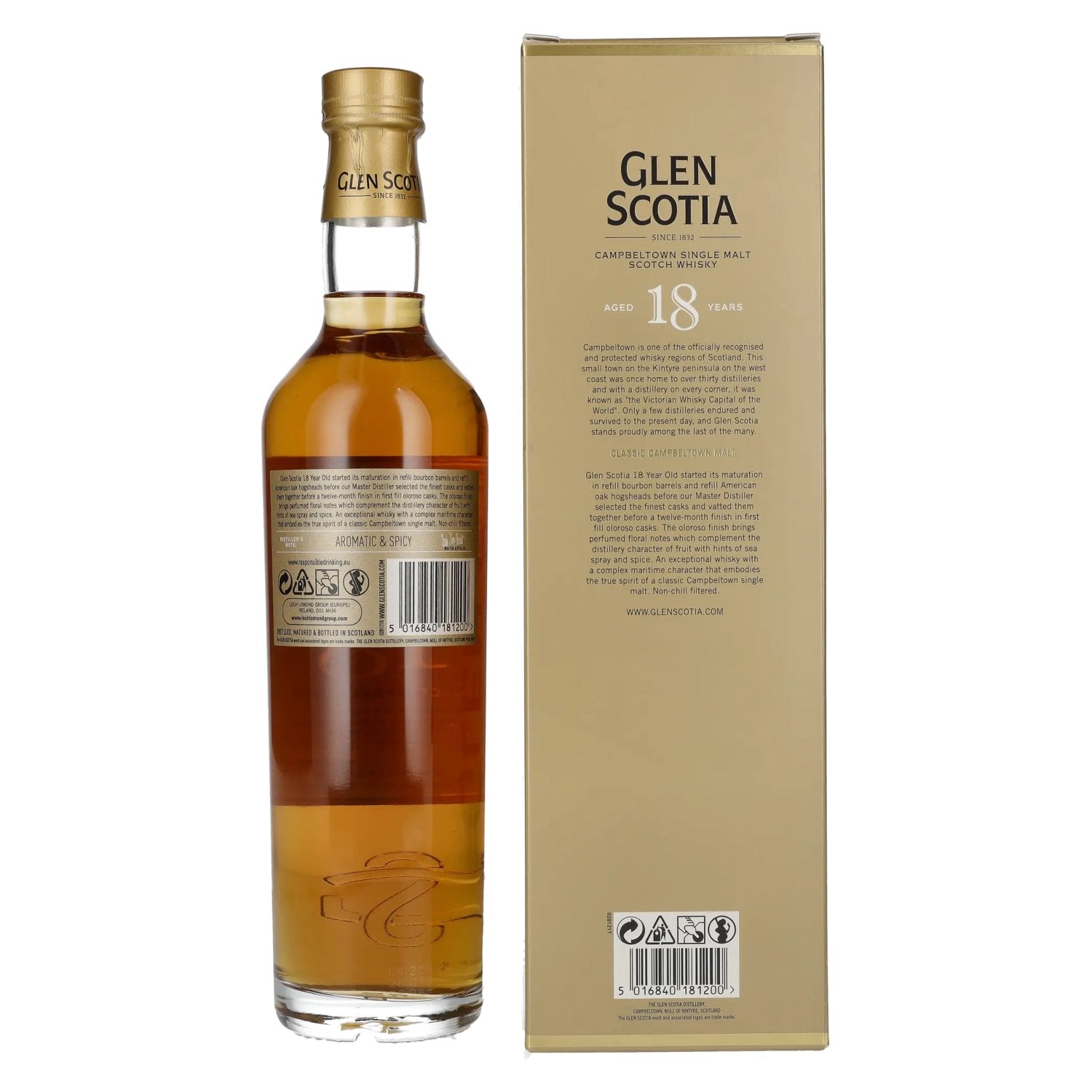 Glen Scotia 18 Years Old Single Malt Scotch Whisky 46% Vol. 0,7l in Geschenkbox