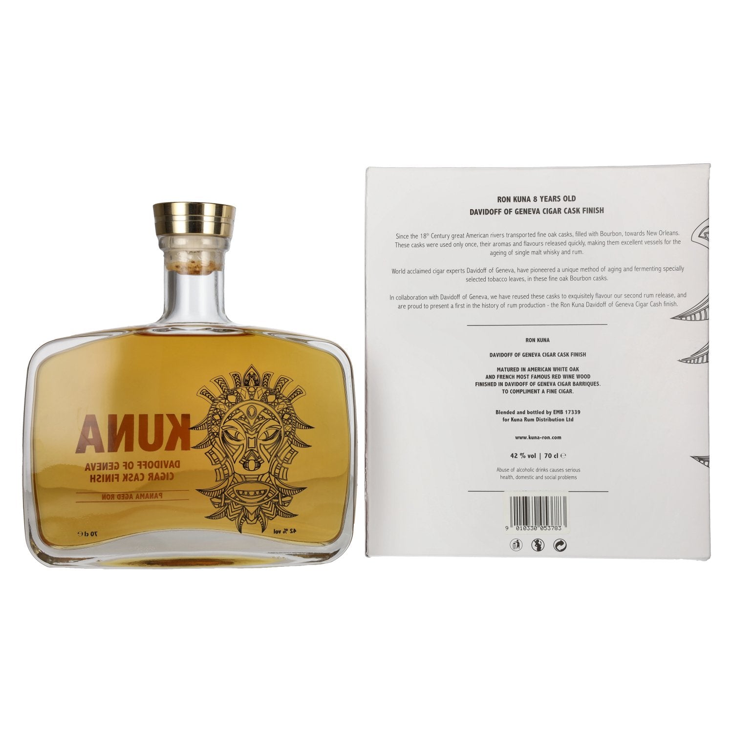 Kuna Panama Aged Ron Davidoff of Geneva Cigar Cask Finish 42% Vol. 0.7l in gift box