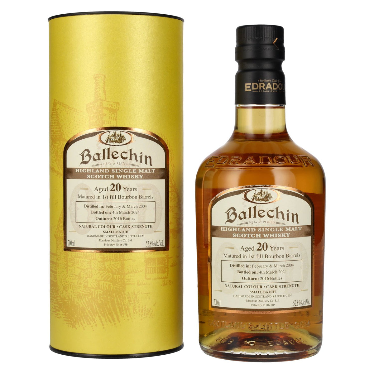 Edradour Ballechin 20 Years Old Bourbon Barrel Highland Single Malt Cask Strength 52.8% Vol. 0.7l in gift box