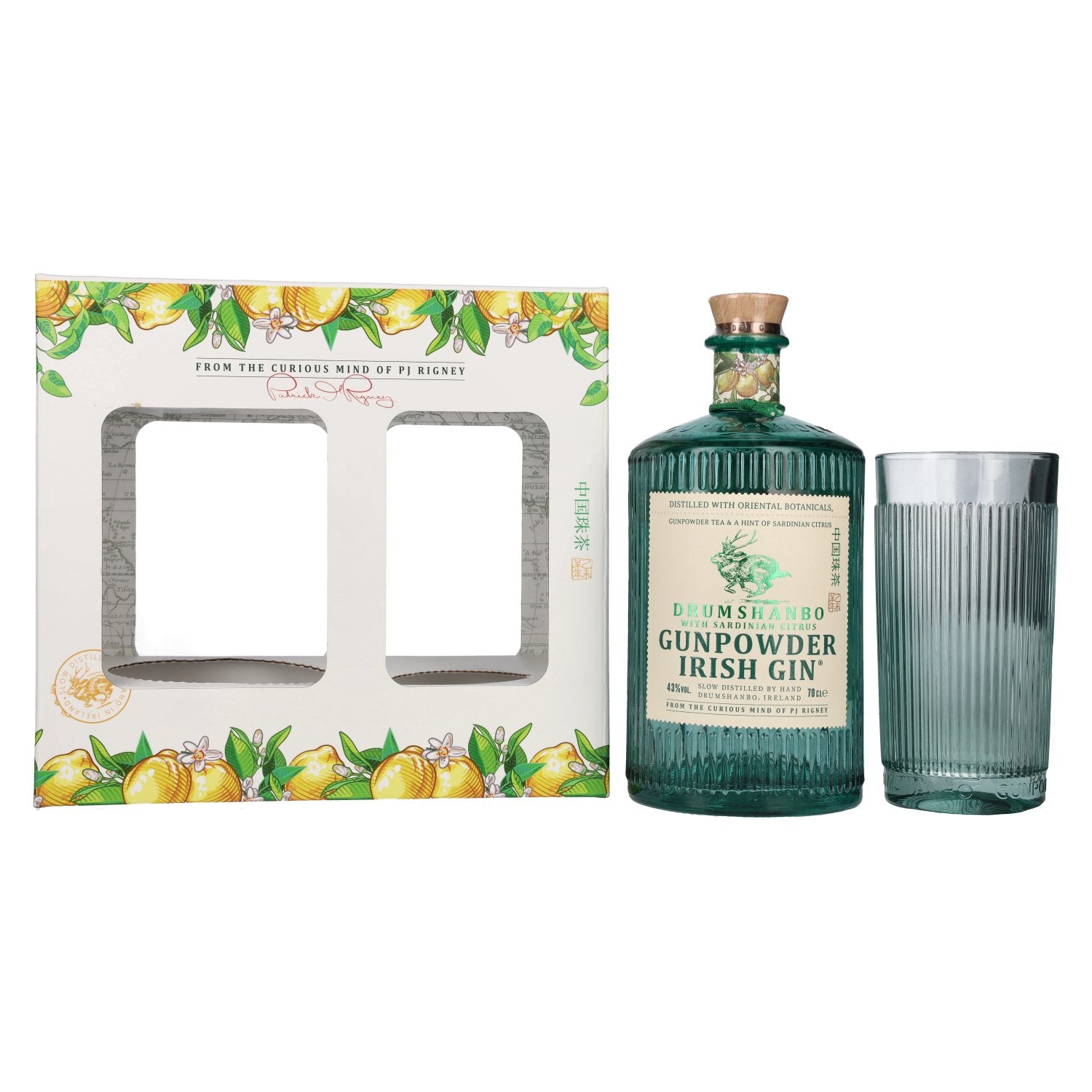 Drumshanbo Gunpowder Irish Gin with Sardinian Citrus 43% Vol. 0.7l in gift box with glass