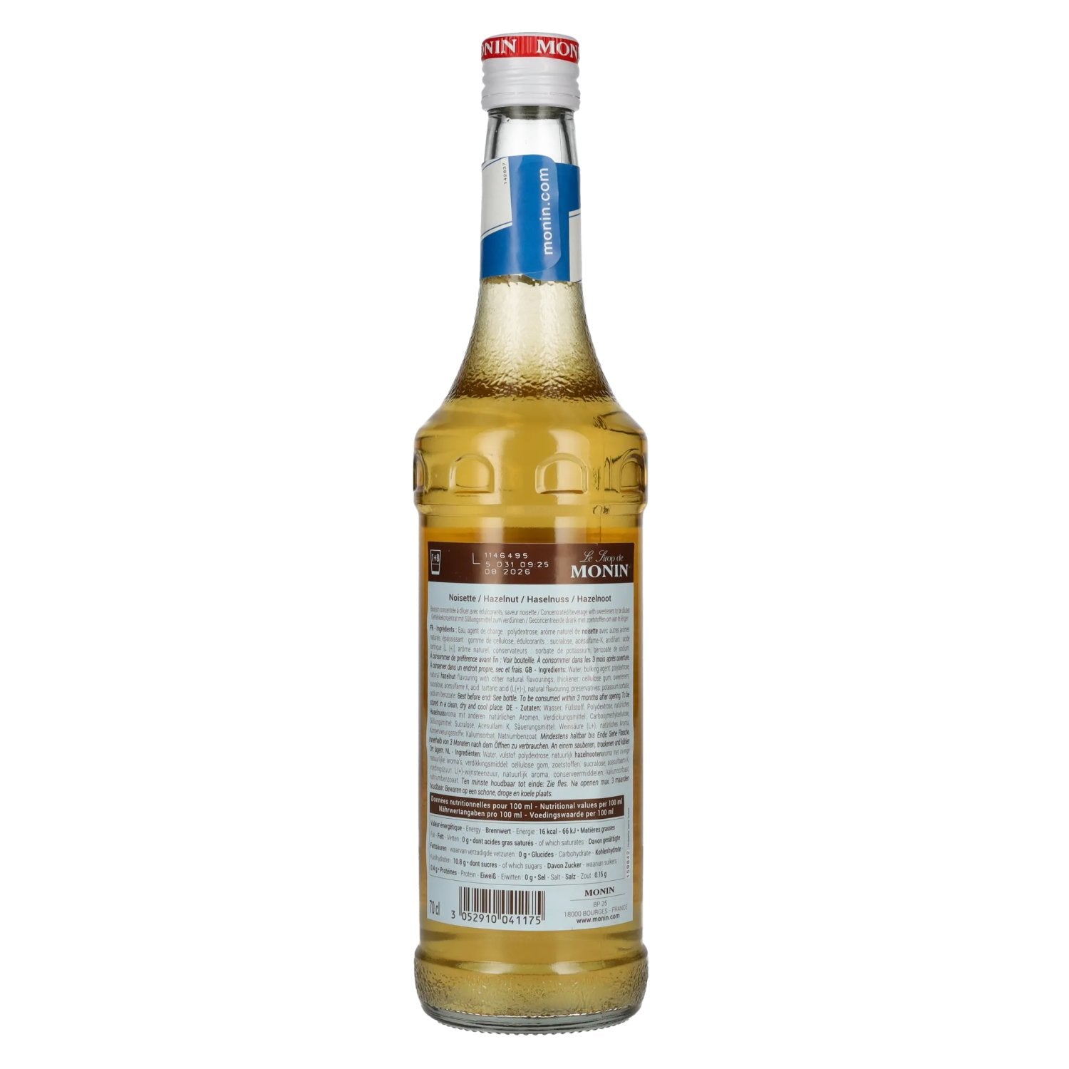 Le Sirop de Monin HASELNUSS ZUCKERFREI 0,7l
