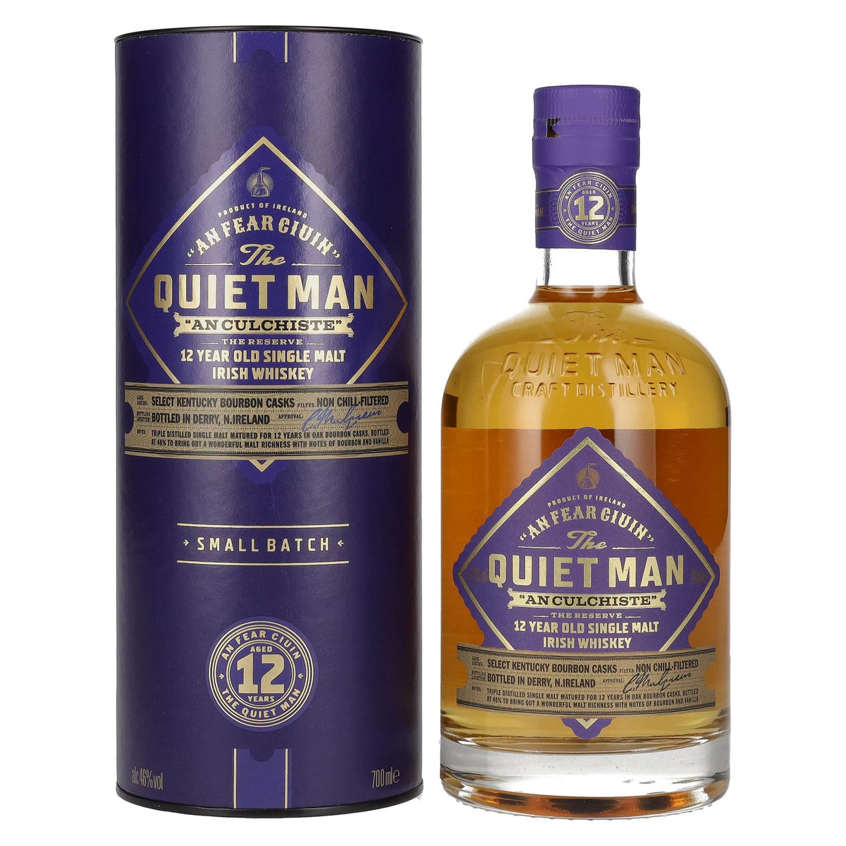 The Quiet Man AN CULCHISTE 12 Year Old Single Malt Irish Whiskey 46% Vol. 0.7l in Gift Box