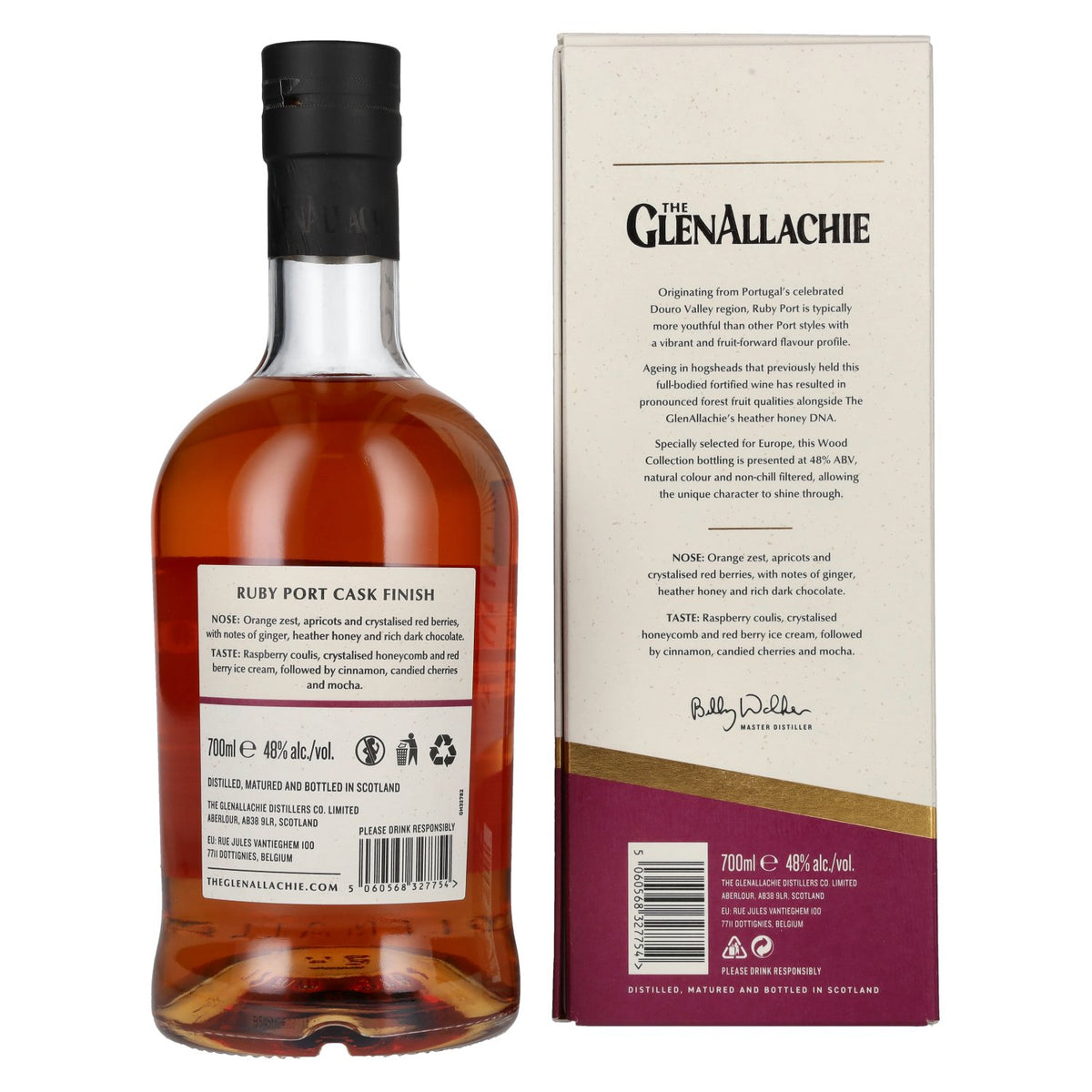 The GlenAllachie 10 Years Old RUBY PORT WOOD FINISH 48% Vol. 0.7l in Gift Box