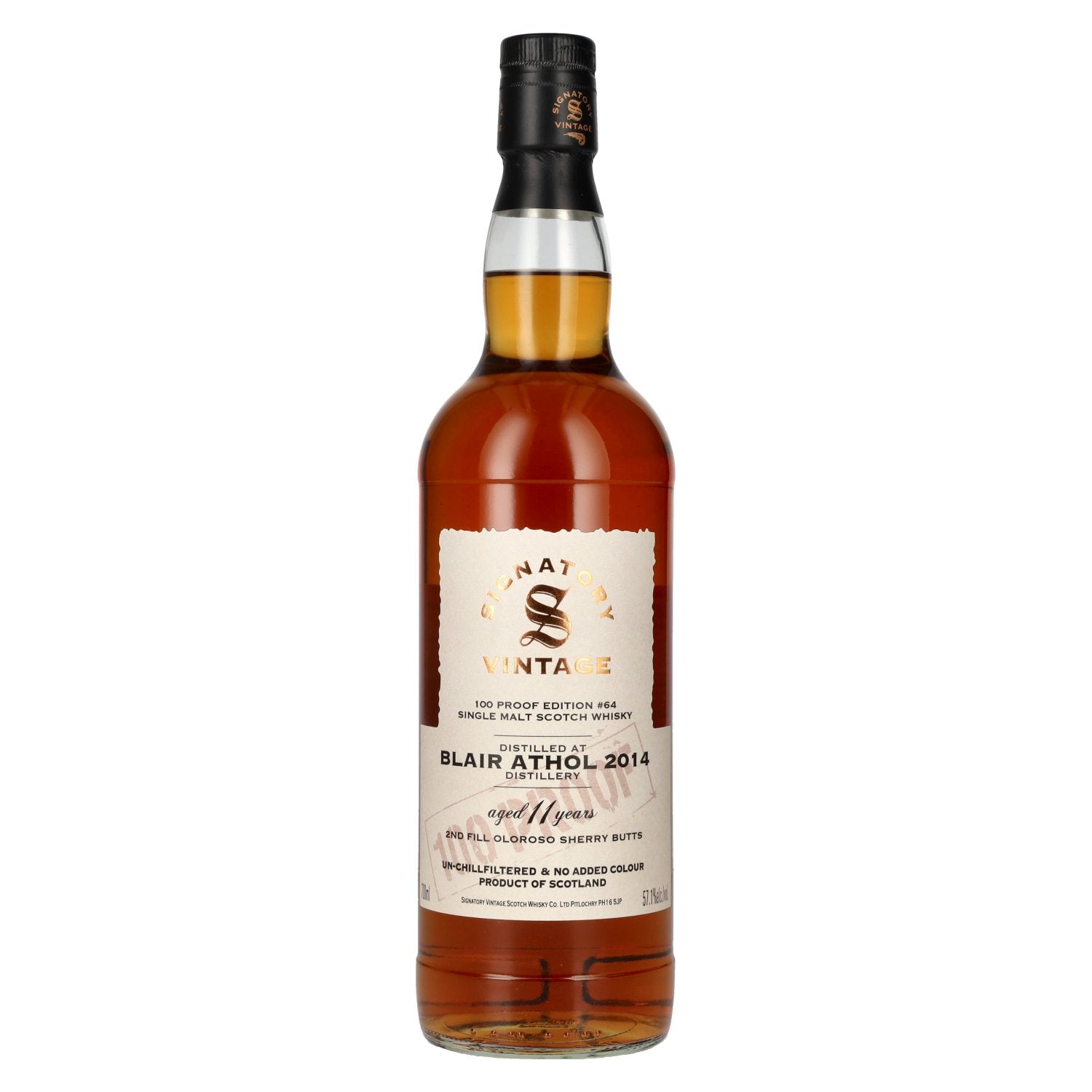 Signatory Vintage 100 Proof Edition BLAIR ATHOL 11 Years Old Single Malt #64 2014 57.1% Vol. 0.7l
