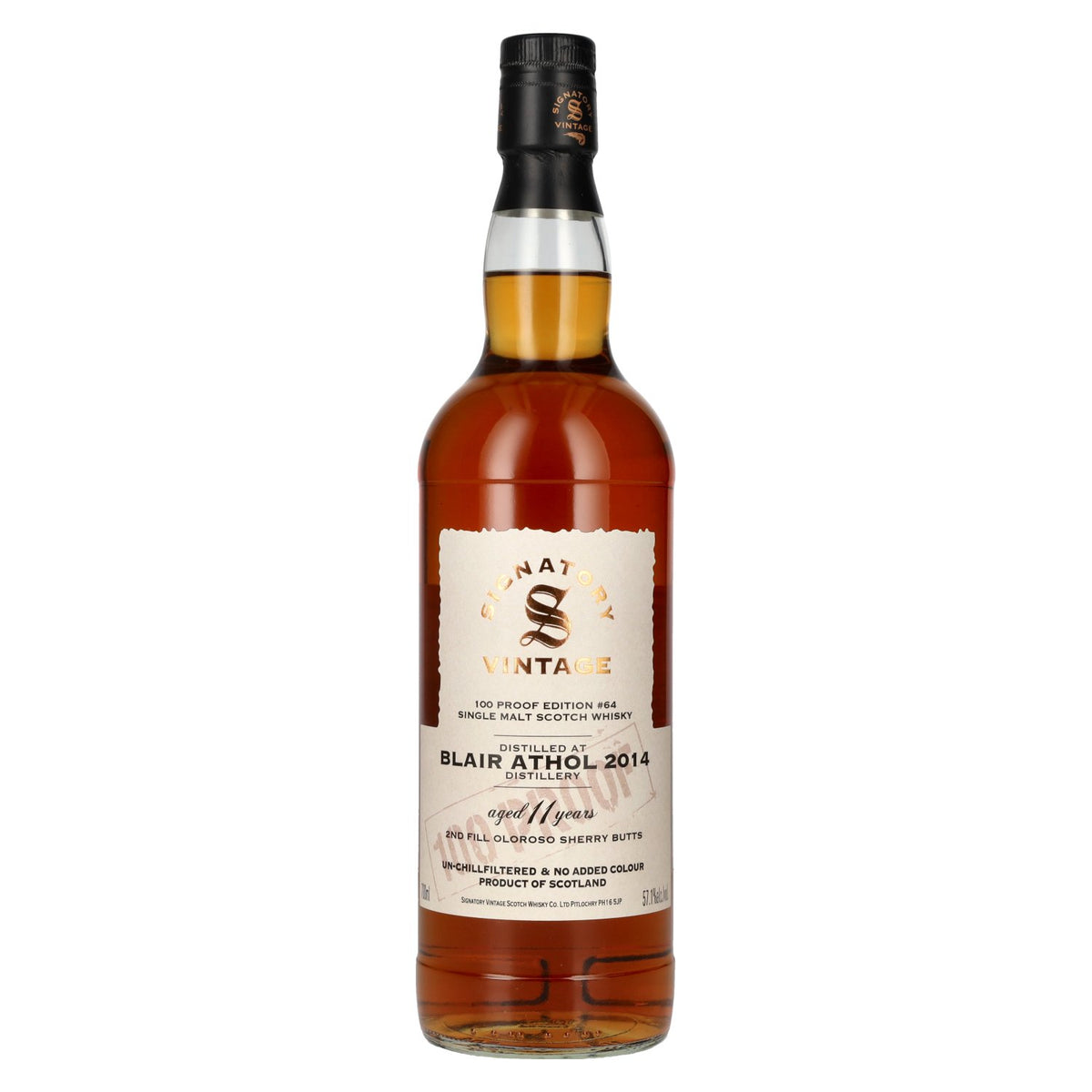 Signatory Vintage 100 Proof Edition BLAIR ATHOL 11 Years Old Single Malt #64 2014 57.1% Vol. 0.7l