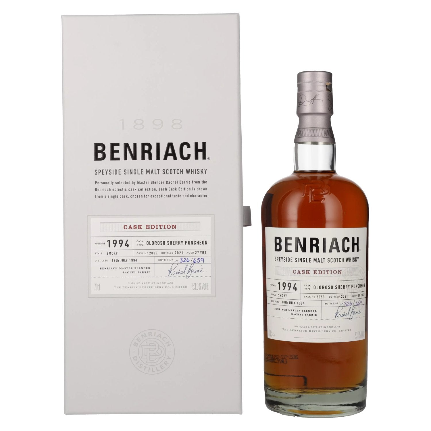 Benriach 27 Years Old Smoky CASK EDITION Oloroso Sherry Vintage 1994 53% Vol. 0.7l in Gift Box