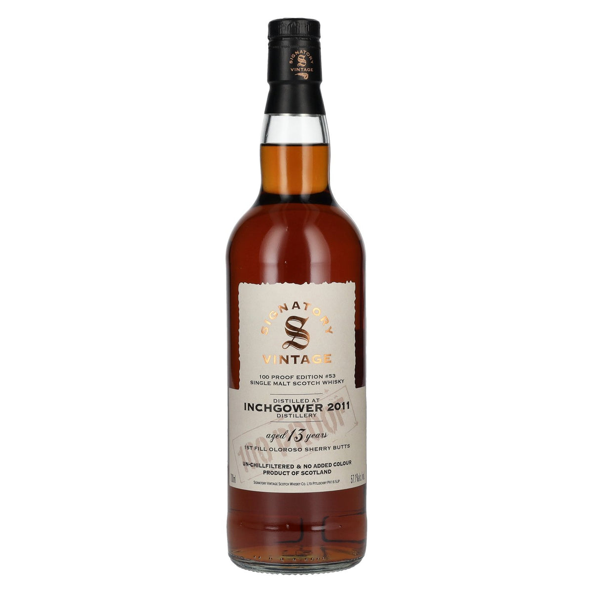 Signatory Vintage 100 Proof Edition INCHGOWER 13 Years Old Single Malt #53 2011 57.1% Vol. 0.7l