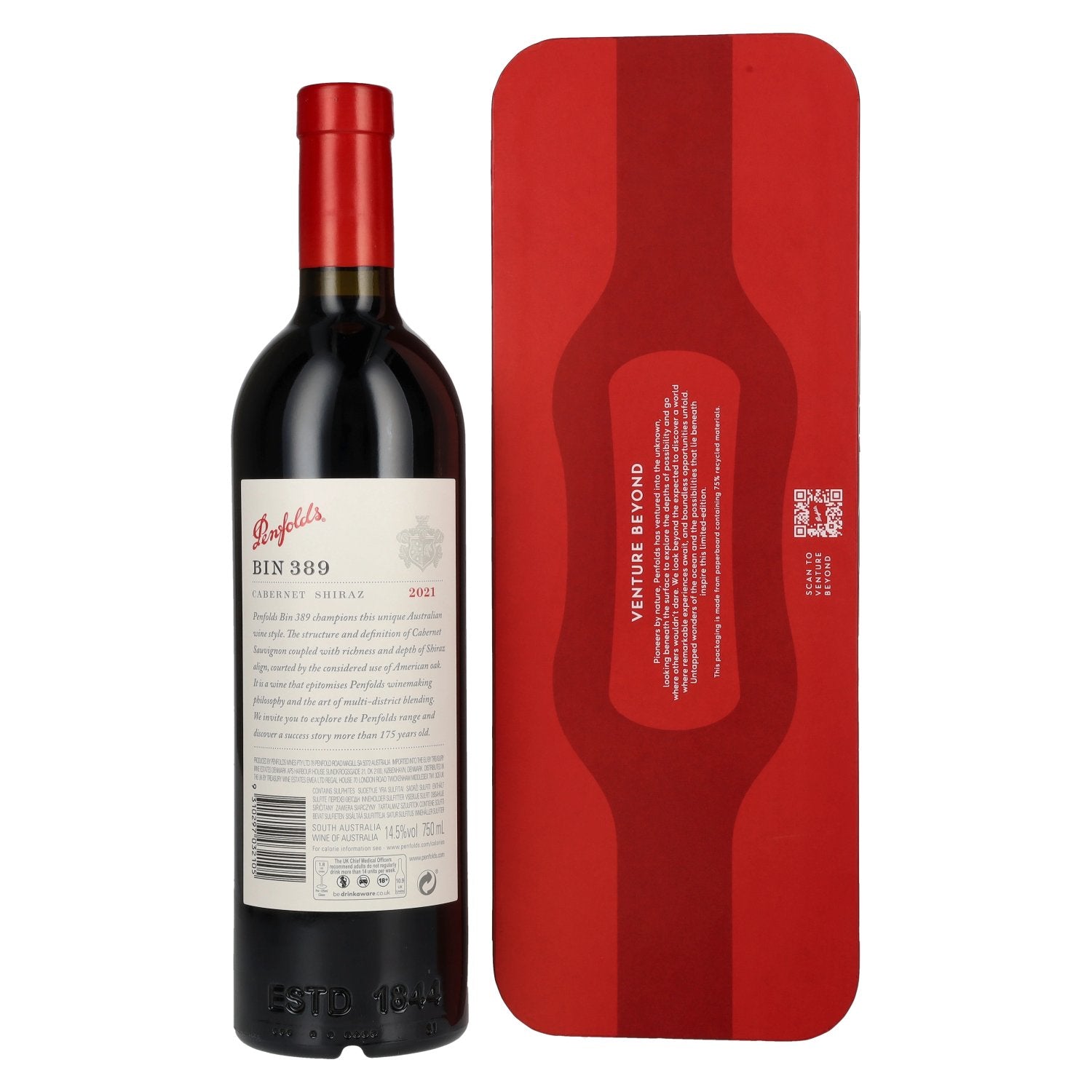 Penfolds BIN 389 Cabernet Shiraz 2021 14.5% ABV 0.75l in a gift box