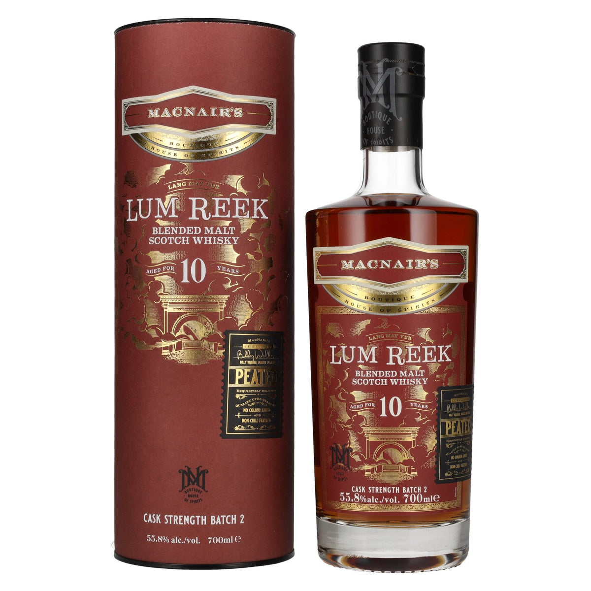 MacNair's Lum Reek 10 Years Old CASK STRENGTH Batch 2 55.8% Vol. 0.7L in gift box