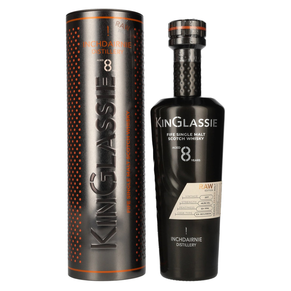 Inchdairnie KinGlassie 8 Years Old Raw Fife Single Malt Scotch Whisky 46.3% Vol. 0.7l in Tinbox