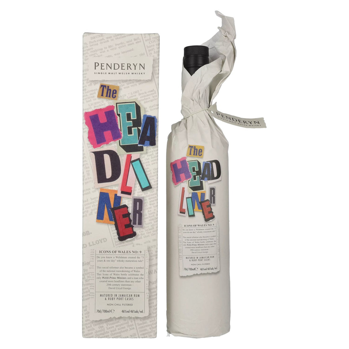 Penderyn THE HEADLINER Welsh Whisky Icons of Wales No. 9 46% Vol. 0.7L in gift box