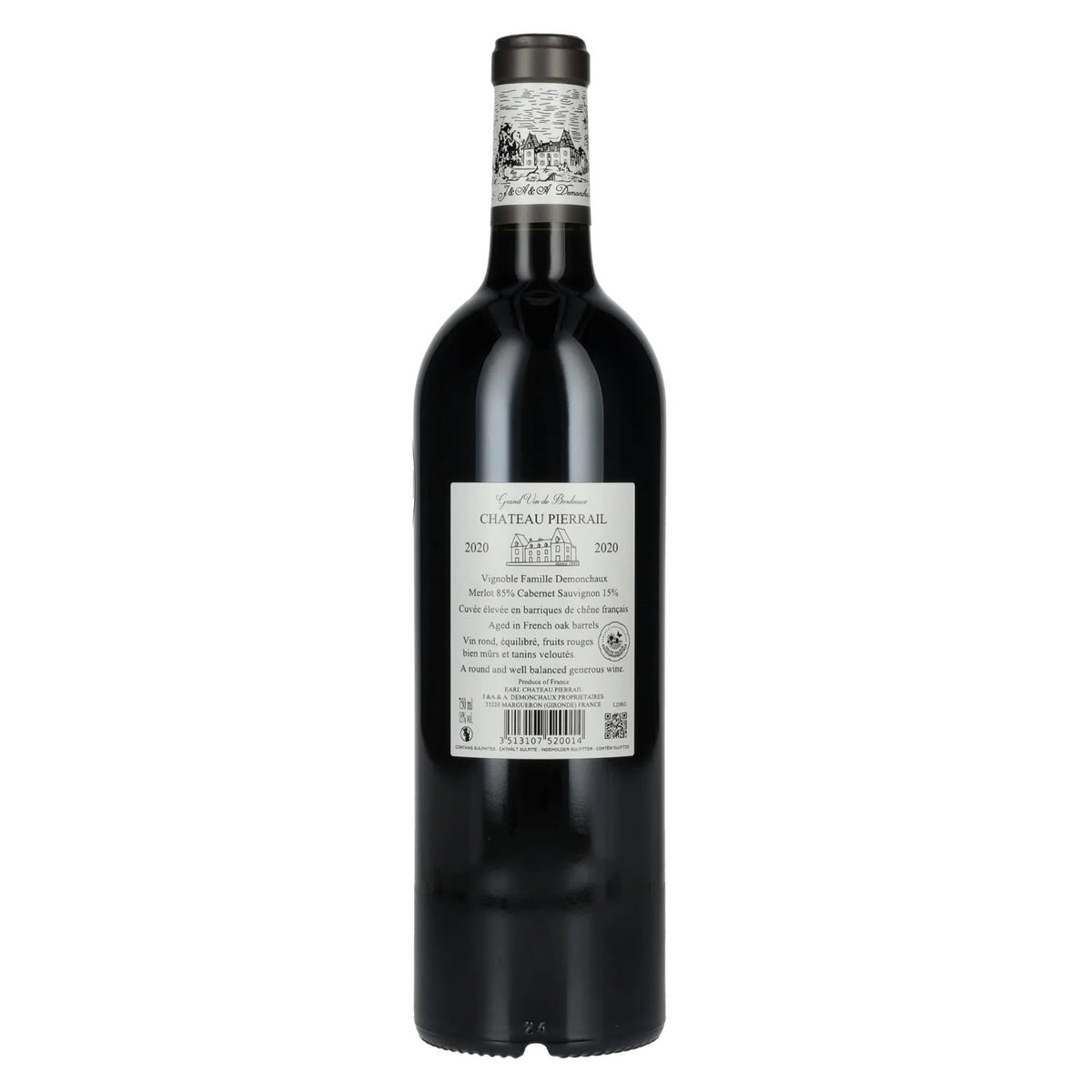 Chateau Pierrail Bordeaux Supérieur 2020 15% Vol. 0.75L