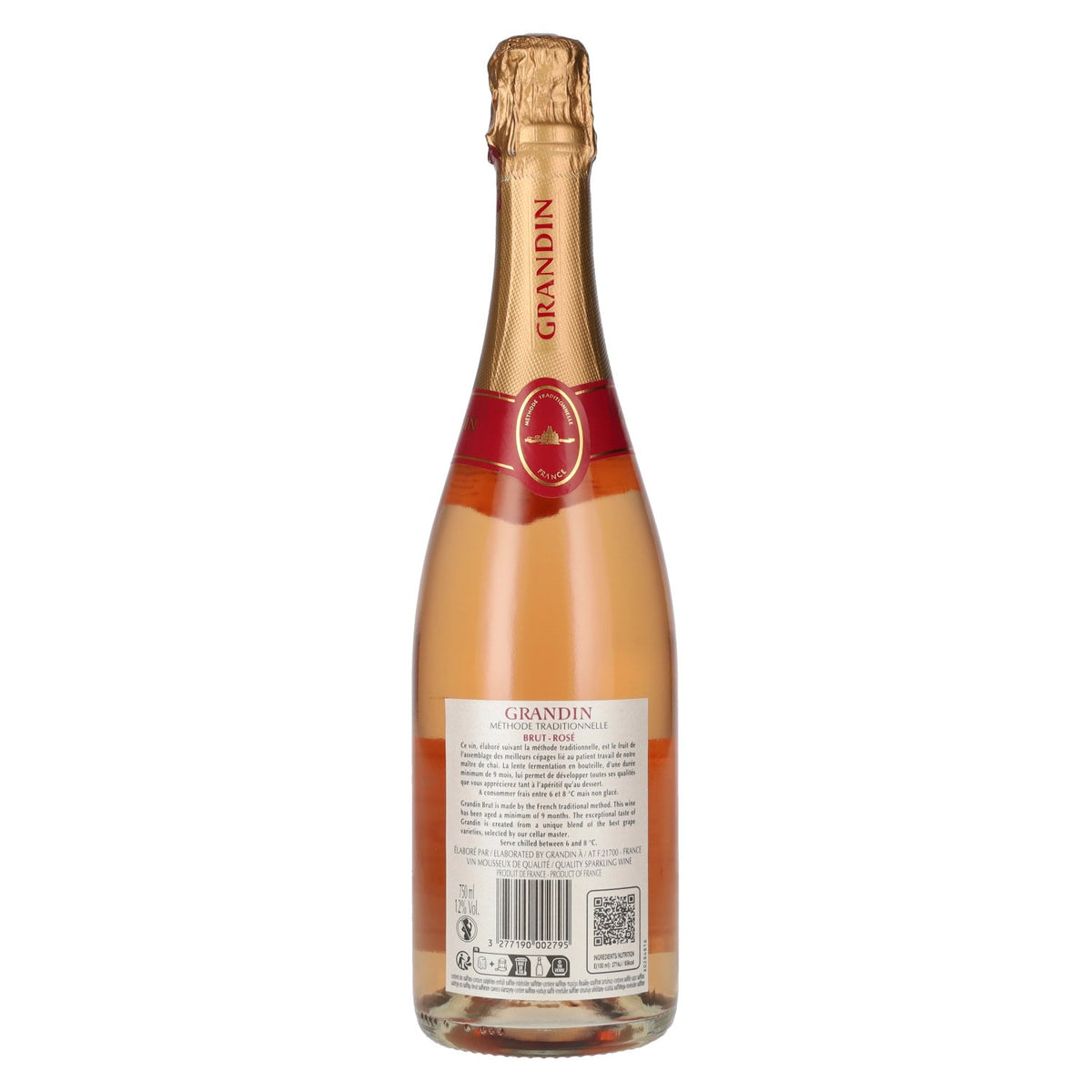 Grandin Brut Rosé Méthode Traditionnelle 12% ABV 0.75 l