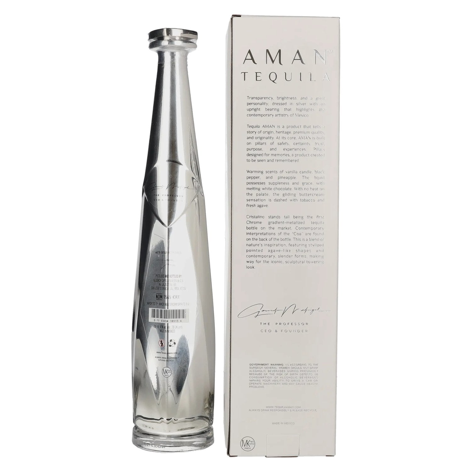 Aman Tequila Añejo Cristalino 100% Pure Agave 40% Vol. 0.7l in Gift Box