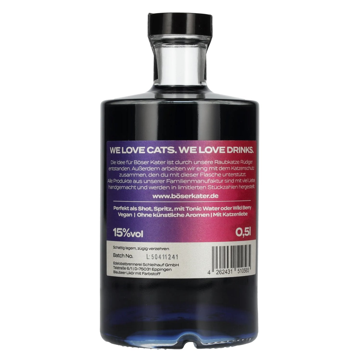 BÖSER KATER Aperitivo Blueberry Farbwechsel 15% Vol. 0,5l
