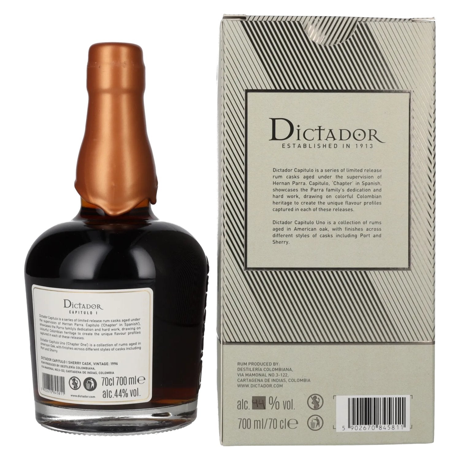 Dictador CAPITULO I 24 Years Old Sherry Cask Colombian Aged Rum 1996 44% Vol. 0,7l in Geschenkbox
