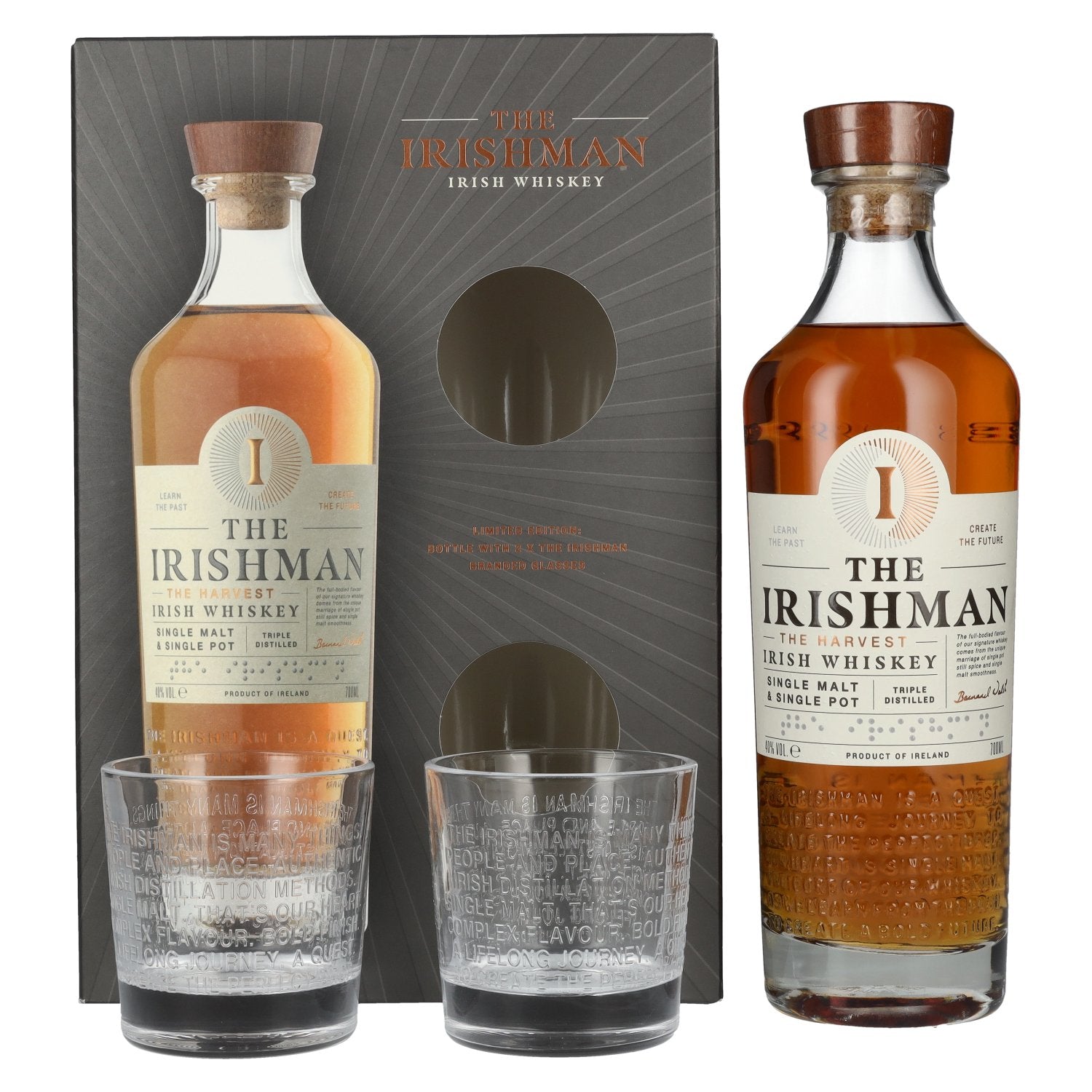 The Irishman THE HARVEST Single Malt Irish Whiskey 40% Vol. 0.7l in gift box with 2 glasses