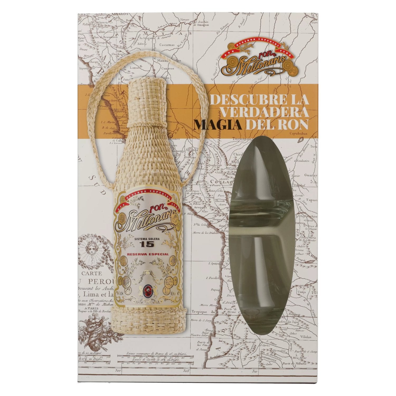 Ron Millonario 15 Solera Reserva Especial 40% Vol. 0.7l in gift box with 2 glasses