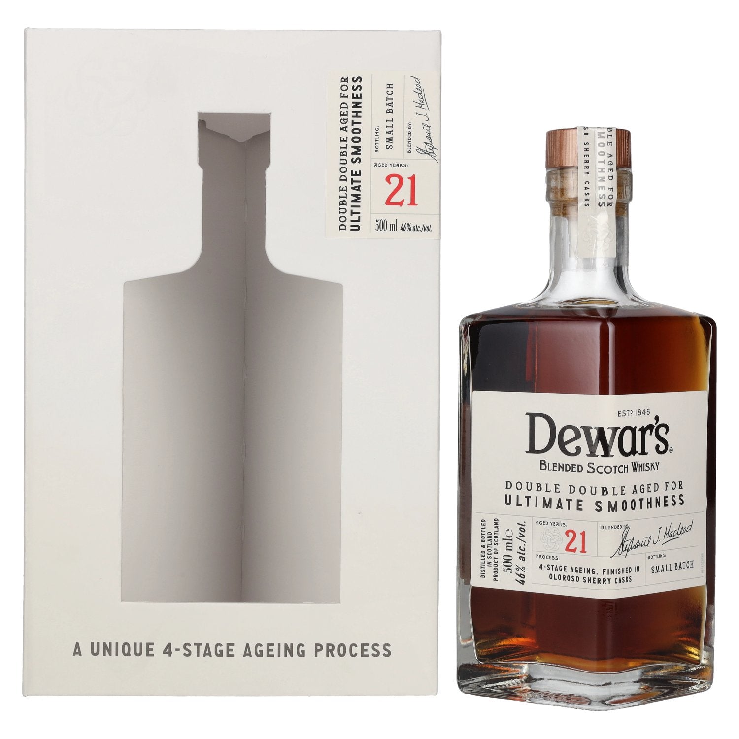 Dewar's 21 Years Old Double Double Aged Blended Scotch Whisky 46% Vol. 0,5l in Geschenkbox