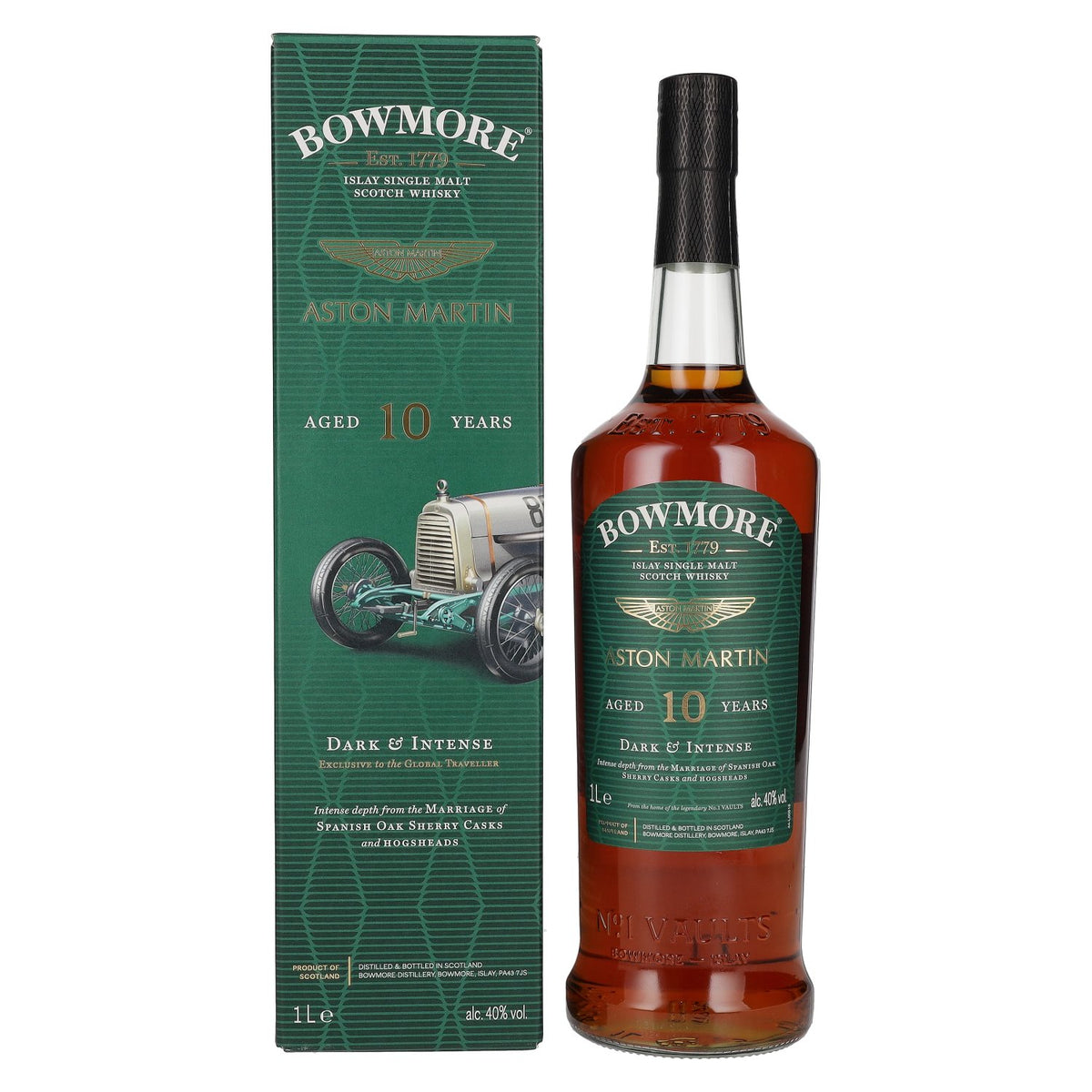 Bowmore 10 Years Old ASTON MARTIN Dark &amp; Intense 40% vol. 1 litre in a gift box