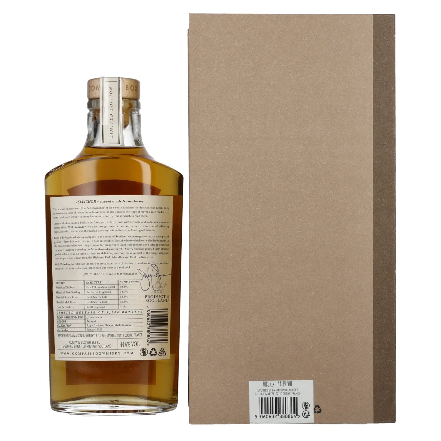 Compass Box VELLICHOR Blended Scotch Whisky 44.6% Vol. 0.7l in gift box