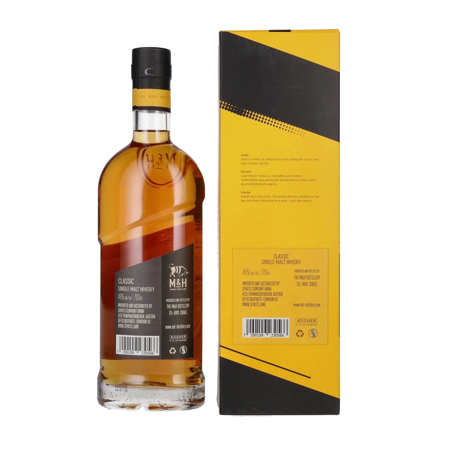 M&H Classic Single Malt Whisky 46% Vol. 0.7L in Gift Box