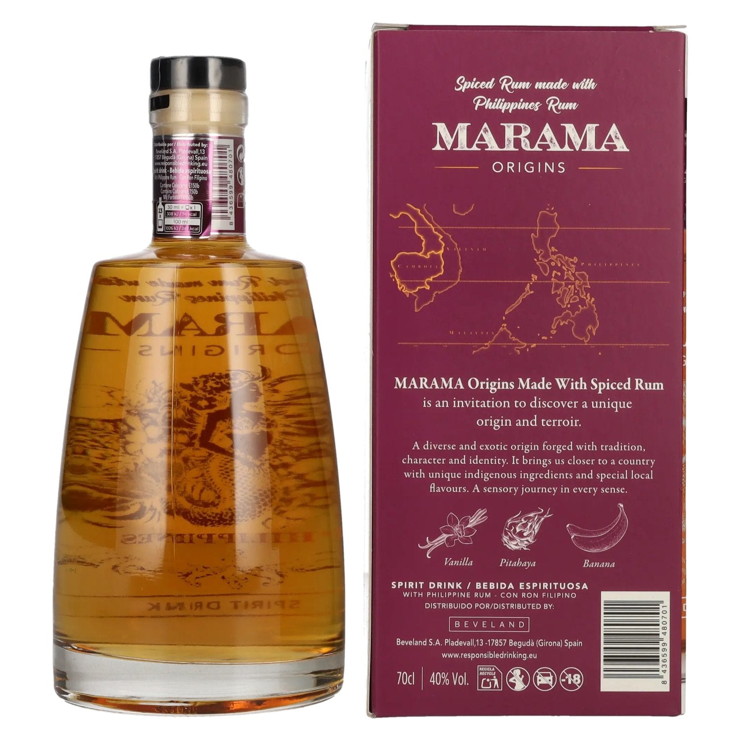 Marama ORIGINS Philippines Spiced Rum 40% Vol. 0,7l in Geschenkbox