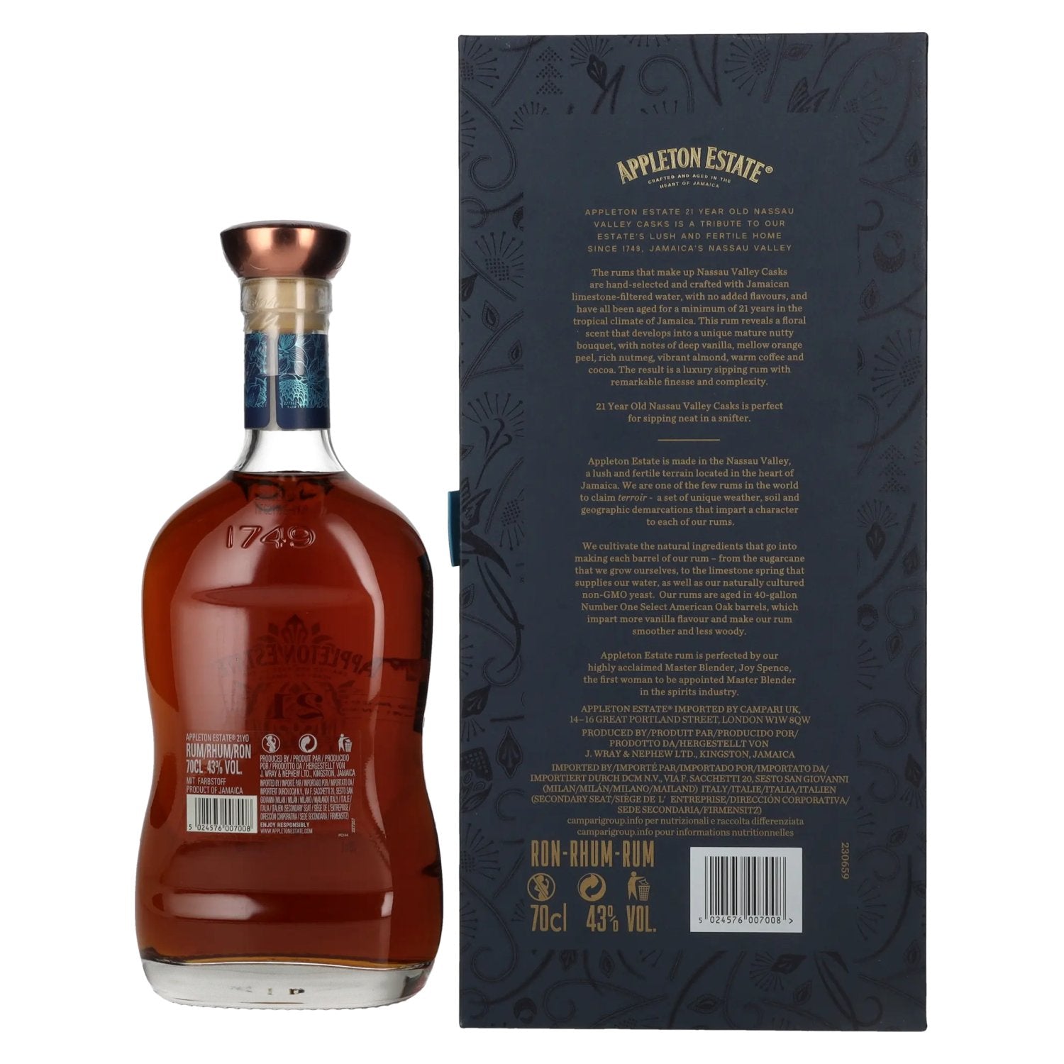 Appleton Estate 21 Years Old Jamaica Rum Nassau Valley Casks 43% Vol. 0.7l in Gift Box