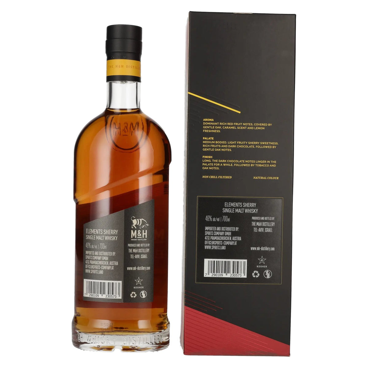 M&amp;H Elements Sherry Cask Single Malt Whisky 46% vol. 0.7l in a gift box