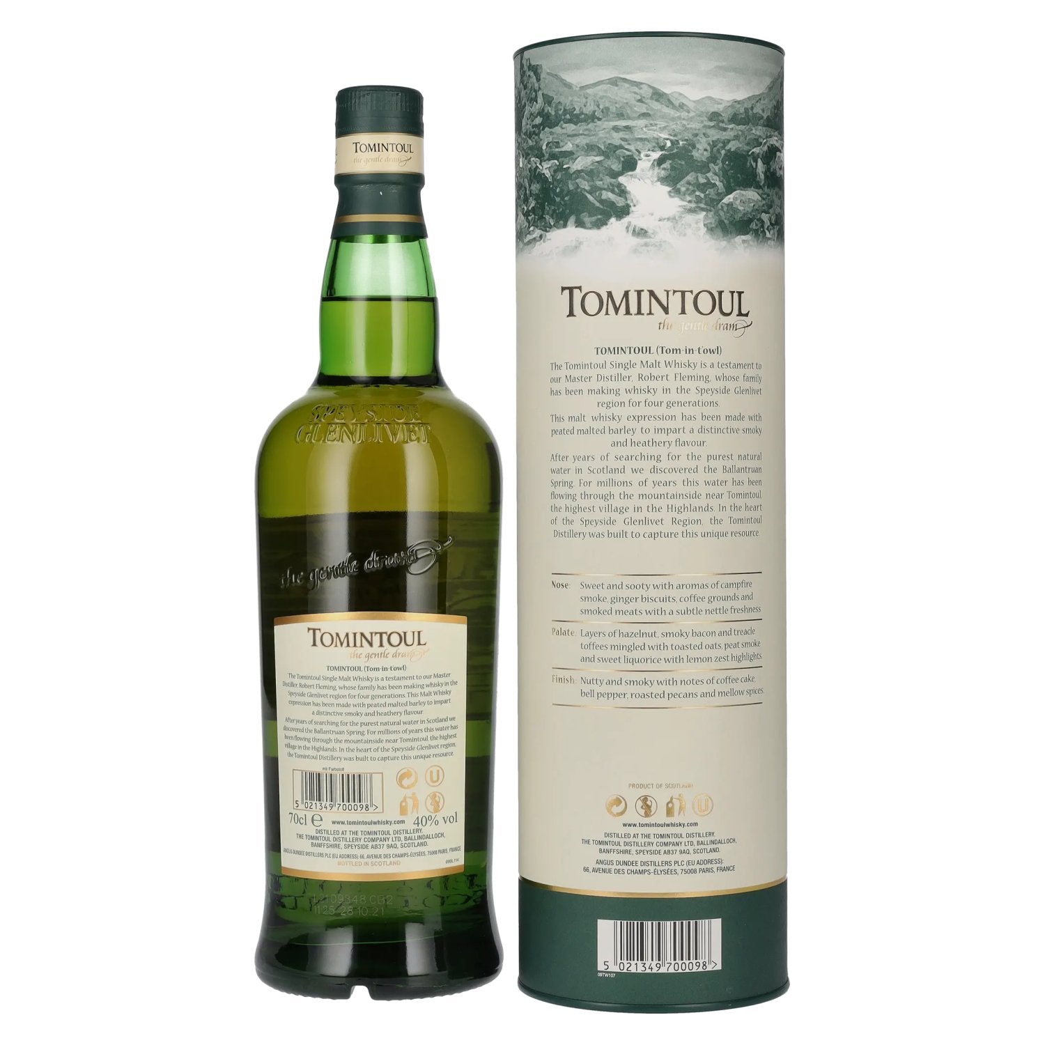Tomintoul Single Peated Malt WITH A PEATY TANG 40% Vol. 0,7l in Geschenkbox