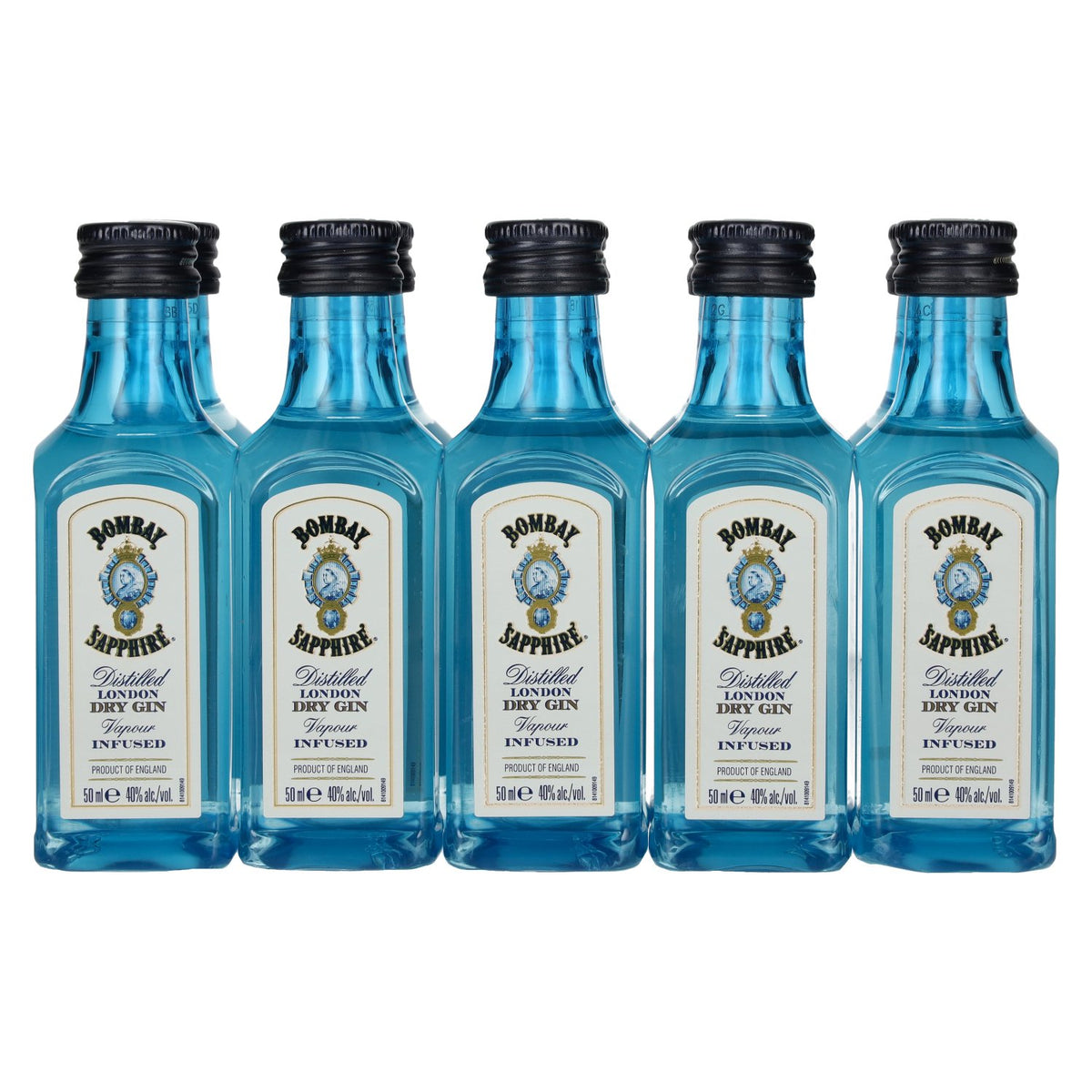 Bombay SAPPHIRE London Dry Gin 40% ABV, 10 x 0.05 l PET bottles