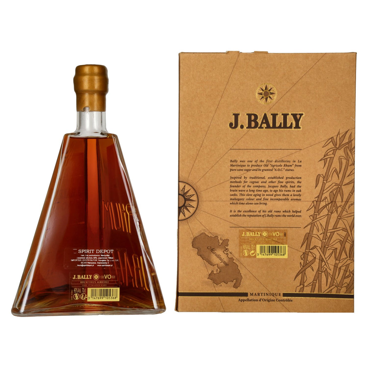 J. Bally Rhum Vieux Agricole Martinique VO 45% Vol. 0,7l in gift box