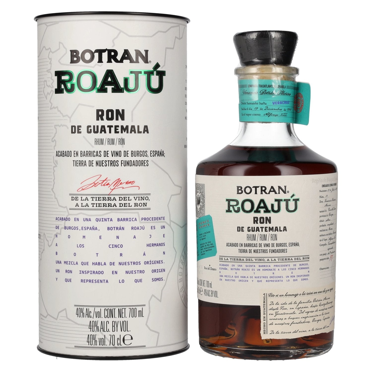 Botran ROAJÚ Ron de Guatemala Rum 40% Vol. 0.7l in gift box
