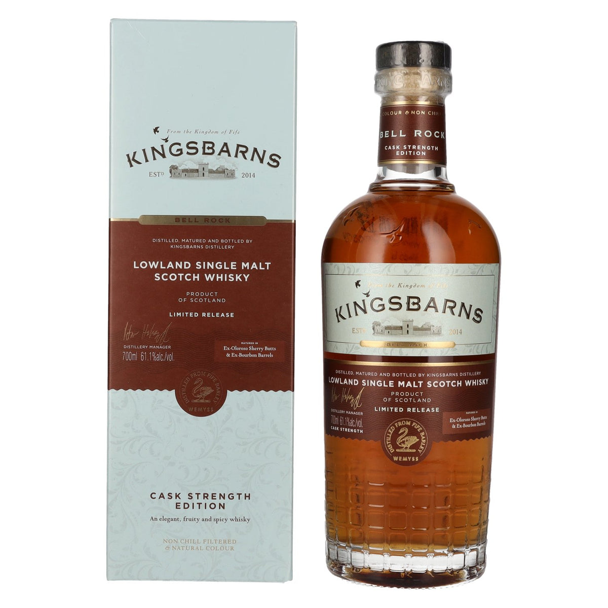 Kingsbarns BELL ROCK Lowland Single Malt Scotch Cask Strength 61.1% Vol. 0.7L in Gift Box