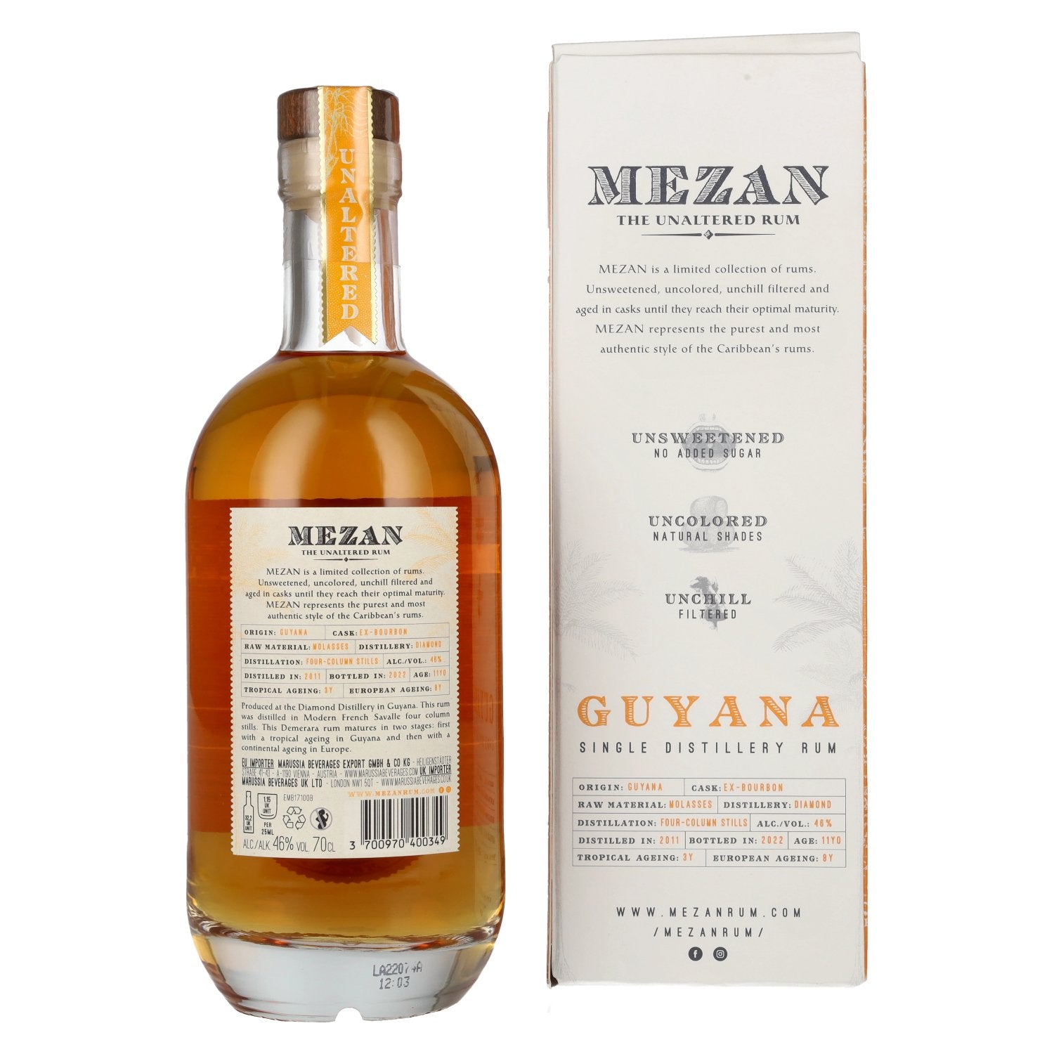 Mezan The Unaltered Rum Guyana 2011 46% Vol. 0.7l in gift box