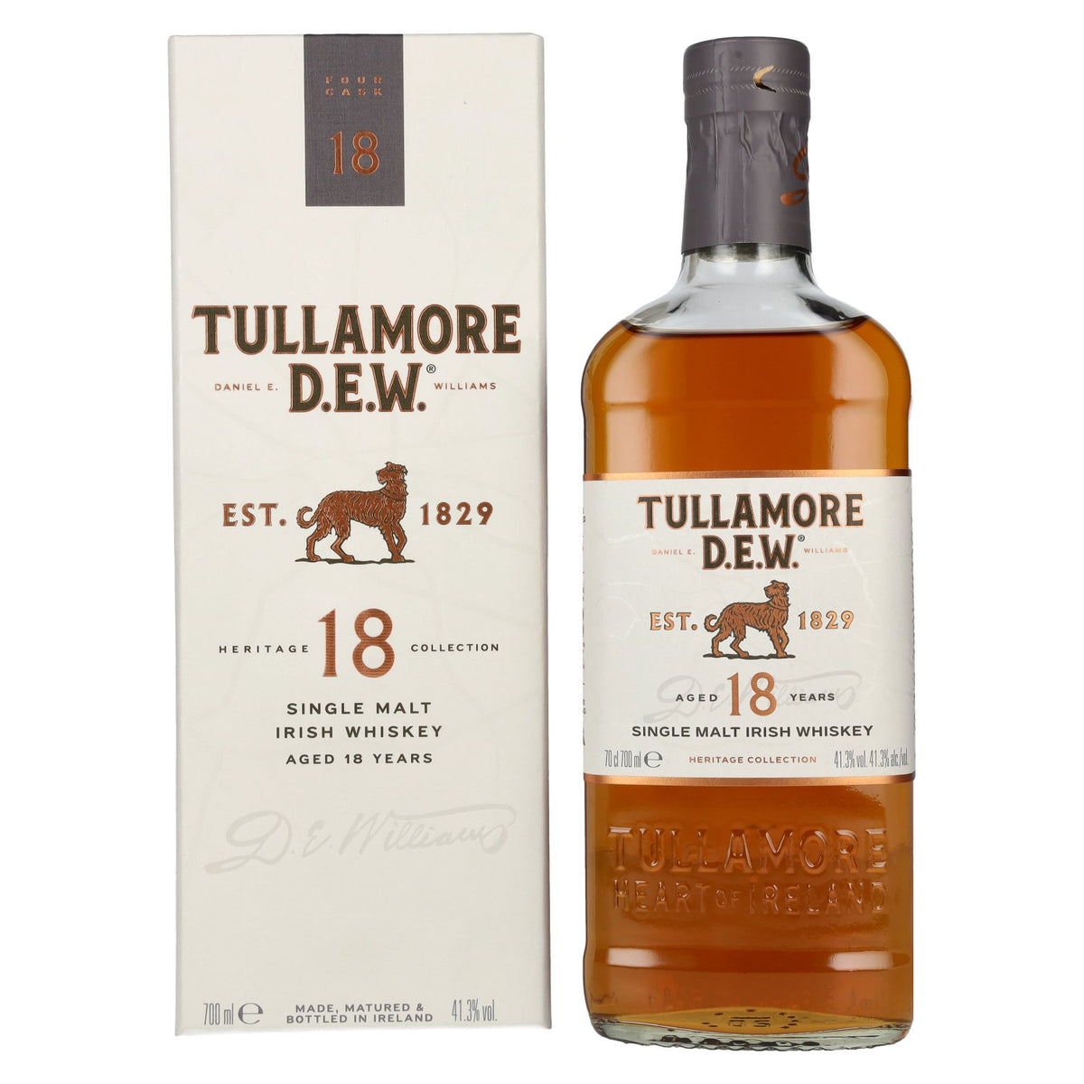 Tullamore D.E.W. 18 Year Old Single Malt Irish Whiskey 41.3% Vol. 0.7L in gift box