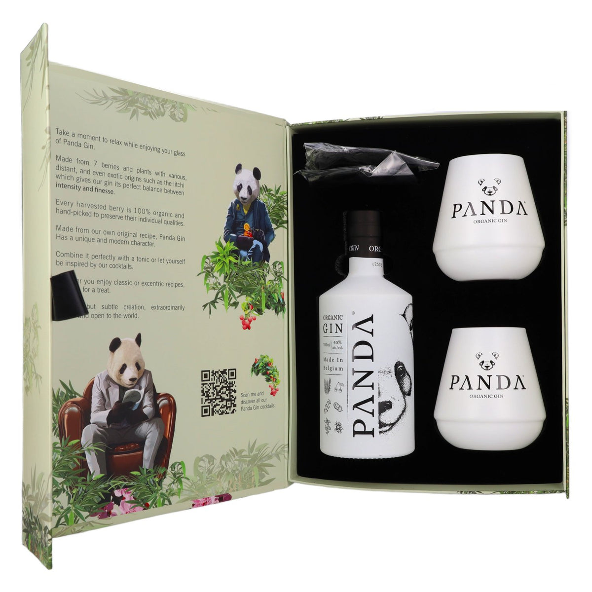 PANDA Organic Gin 40% Vol. 0,7l in Geschenkbox mit 2 Gläsern und Untersetzern