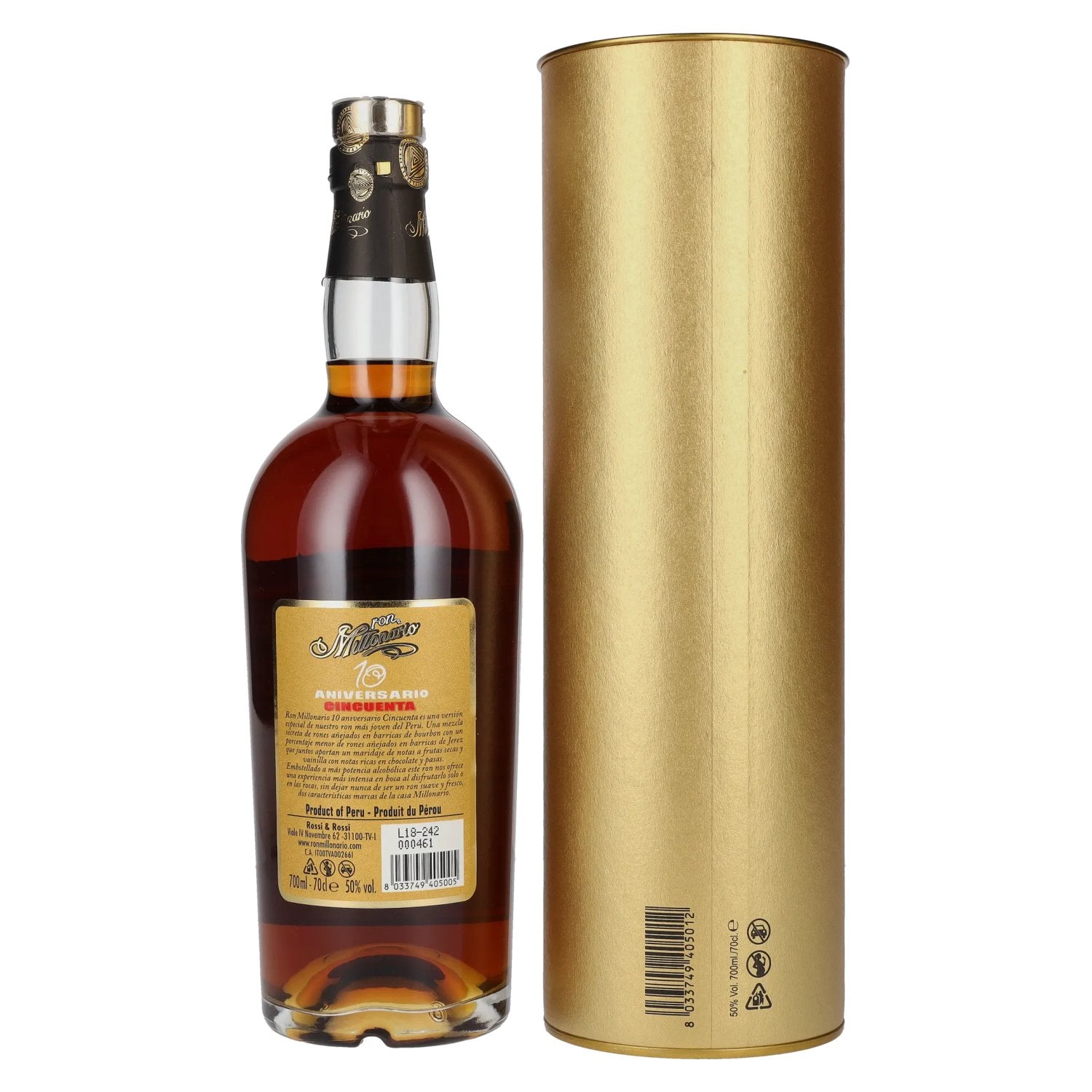 Ron Millonario 10 Aniversario Cincuenta Rum 50% Vol. 0.7l in gift box